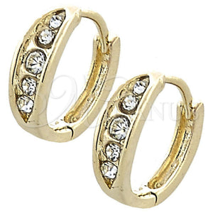 Oro Laminado Huggie Hoop, Gold Filled Style with White Crystal, Polished, Golden Finish, 02.165.0132
