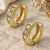 Oro Laminado Huggie Hoop, Gold Filled Style with White Cubic Zirconia, Polished, Golden Finish, 02.165.0115