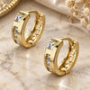 Oro Laminado Huggie Hoop, Gold Filled Style with White Cubic Zirconia, Polished, Golden Finish, 02.165.0123