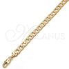 Oro Laminado Basic Necklace, Gold Filled Style Pave Cuban Design, Diamond Cutting Finish, Golden Finish, 5.223.003.28 (160 Gauge, 06 MM Thickness, 28 Inches Length)