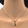 Oro Laminado Fancy Pendant, Gold Filled Style Initials Design, with White Cubic Zirconia, Polished, Golden Finish, 05.26.0012