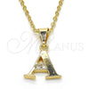 Oro Laminado Fancy Pendant, Gold Filled Style Initials Design, with White Cubic Zirconia, Polished, Golden Finish, 05.26.0012