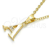 Oro Laminado Fancy Pendant, Gold Filled Style Initials Design, with White Cubic Zirconia, Polished, Golden Finish, 05.26.0012