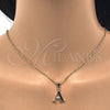 Oro Laminado Fancy Pendant, Gold Filled Style Initials Design, with White Cubic Zirconia, Polished, Golden Finish, 05.26.0012