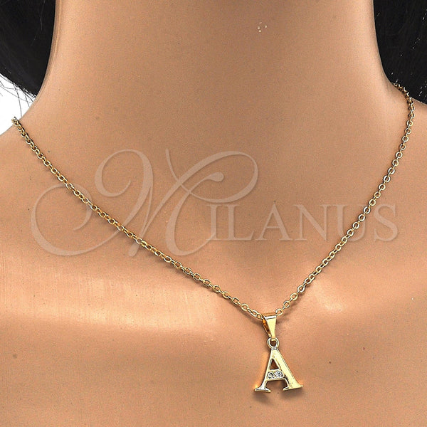 Oro Laminado Fancy Pendant, Gold Filled Style Initials Design, with White Cubic Zirconia, Polished, Golden Finish, 05.26.0012