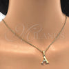 Oro Laminado Fancy Pendant, Gold Filled Style Initials Design, with White Cubic Zirconia, Polished, Golden Finish, 05.26.0012