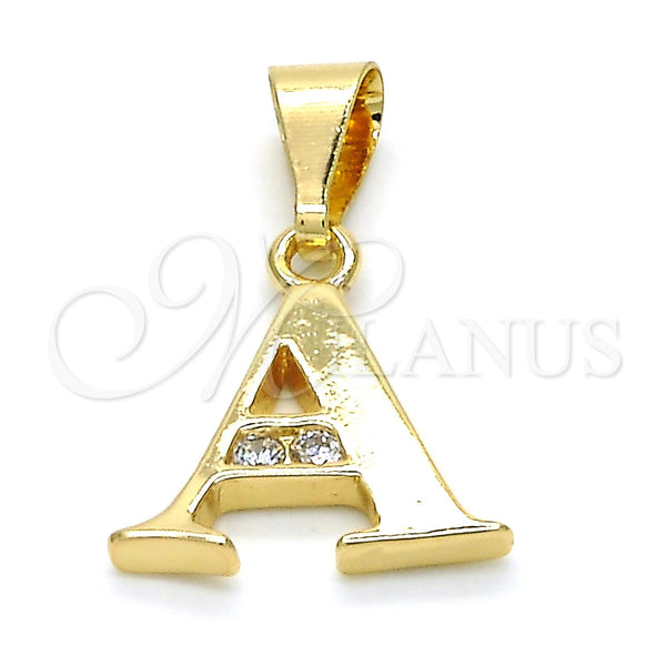 Oro Laminado Fancy Pendant, Gold Filled Style Initials Design, with White Cubic Zirconia, Polished, Golden Finish, 05.26.0012