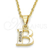 Oro Laminado Fancy Pendant, Gold Filled Style Initials Design, with White Cubic Zirconia, Polished, Golden Finish, 05.26.0013