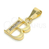 Oro Laminado Fancy Pendant, Gold Filled Style Initials Design, with White Cubic Zirconia, Polished, Golden Finish, 05.26.0013