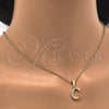 Oro Laminado Fancy Pendant, Gold Filled Style Initials Design, with White Cubic Zirconia, Polished, Golden Finish, 05.26.0014