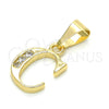 Oro Laminado Fancy Pendant, Gold Filled Style Initials Design, with White Cubic Zirconia, Polished, Golden Finish, 05.26.0014
