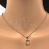 Oro Laminado Fancy Pendant, Gold Filled Style Initials Design, with White Cubic Zirconia, Polished, Golden Finish, 05.26.0014