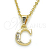 Oro Laminado Fancy Pendant, Gold Filled Style Initials Design, with White Cubic Zirconia, Polished, Golden Finish, 05.26.0014