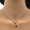 Oro Laminado Fancy Pendant, Gold Filled Style Initials Design, with White Cubic Zirconia, Polished, Golden Finish, 05.26.0015