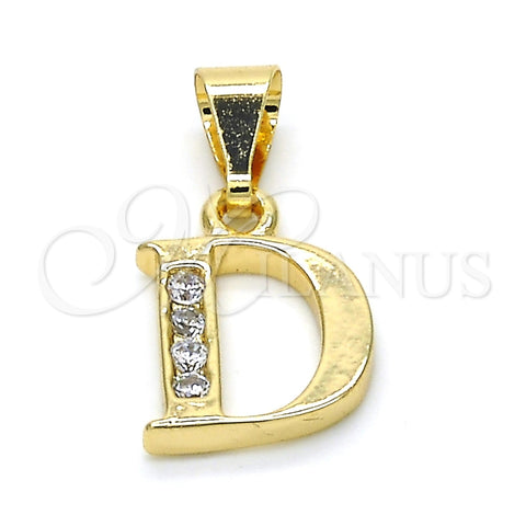 Oro Laminado Fancy Pendant, Gold Filled Style Initials Design, with White Cubic Zirconia, Polished, Golden Finish, 05.26.0015