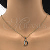 Oro Laminado Fancy Pendant, Gold Filled Style Initials Design, with White Cubic Zirconia, Polished, Golden Finish, 05.26.0015