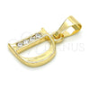 Oro Laminado Fancy Pendant, Gold Filled Style Initials Design, with White Cubic Zirconia, Polished, Golden Finish, 05.26.0015