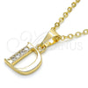 Oro Laminado Fancy Pendant, Gold Filled Style Initials Design, with White Cubic Zirconia, Polished, Golden Finish, 05.26.0015