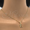 Oro Laminado Fancy Pendant, Gold Filled Style Initials Design, with White Cubic Zirconia, Polished, Golden Finish, 05.26.0017