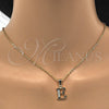 Oro Laminado Fancy Pendant, Gold Filled Style Initials Design, with White Cubic Zirconia, Polished, Golden Finish, 05.26.0017