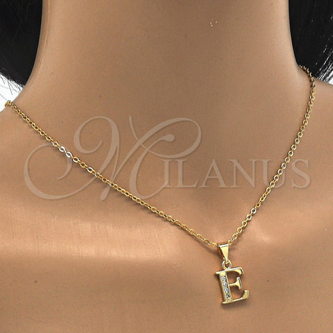 Oro Laminado Fancy Pendant, Gold Filled Style Initials Design, with White Cubic Zirconia, Polished, Golden Finish, 05.26.0017