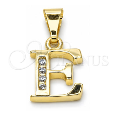 Oro Laminado Fancy Pendant, Gold Filled Style Initials Design, with White Cubic Zirconia, Polished, Golden Finish, 05.26.0017