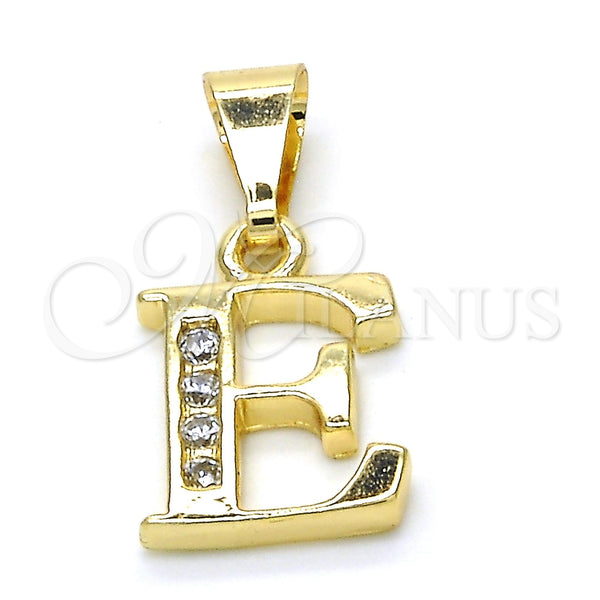 Oro Laminado Fancy Pendant, Gold Filled Style Initials Design, with White Cubic Zirconia, Polished, Golden Finish, 05.26.0017
