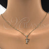 Oro Laminado Fancy Pendant, Gold Filled Style Initials Design, with White Cubic Zirconia, Polished, Golden Finish, 05.26.0018
