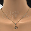 Oro Laminado Fancy Pendant, Gold Filled Style Initials Design, with White Cubic Zirconia, Polished, Golden Finish, 05.26.0019