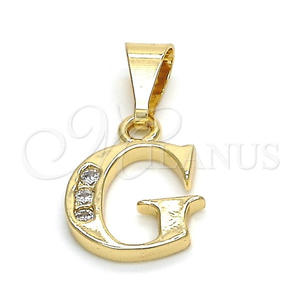 Oro Laminado Fancy Pendant, Gold Filled Style Initials Design, with White Cubic Zirconia, Polished, Golden Finish, 05.26.0019