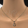 Oro Laminado Fancy Pendant, Gold Filled Style Initials Design, with White Cubic Zirconia, Polished, Golden Finish, 05.26.0019
