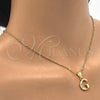 Oro Laminado Fancy Pendant, Gold Filled Style Initials Design, with White Cubic Zirconia, Polished, Golden Finish, 05.26.0019