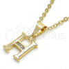 Oro Laminado Fancy Pendant, Gold Filled Style Initials Design, with White Cubic Zirconia, Polished, Golden Finish, 05.26.0020