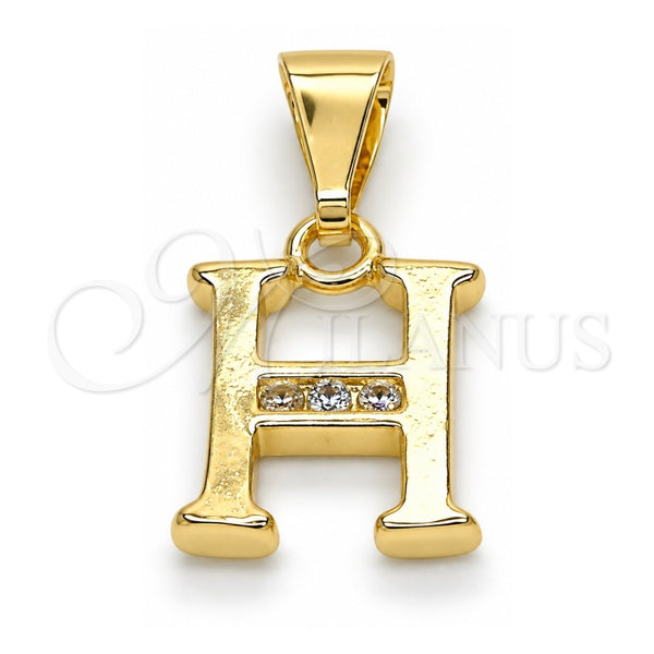 Oro Laminado Fancy Pendant, Gold Filled Style Initials Design, with White Cubic Zirconia, Polished, Golden Finish, 05.26.0020