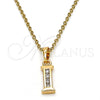 Oro Laminado Fancy Pendant, Gold Filled Style Initials Design, with White Cubic Zirconia, Polished, Golden Finish, 05.26.0021