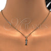 Oro Laminado Fancy Pendant, Gold Filled Style Initials Design, with White Cubic Zirconia, Polished, Golden Finish, 05.26.0021