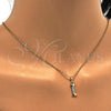 Oro Laminado Fancy Pendant, Gold Filled Style Initials Design, with White Cubic Zirconia, Polished, Golden Finish, 05.26.0021