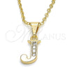 Oro Laminado Fancy Pendant, Gold Filled Style Initials Design, with White Cubic Zirconia, Polished, Golden Finish, 05.26.0022
