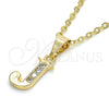 Oro Laminado Fancy Pendant, Gold Filled Style Initials Design, with White Cubic Zirconia, Polished, Golden Finish, 05.26.0022