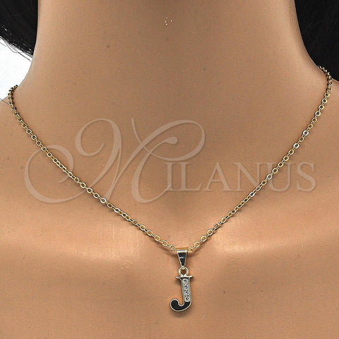 Oro Laminado Fancy Pendant, Gold Filled Style Initials Design, with White Cubic Zirconia, Polished, Golden Finish, 05.26.0022