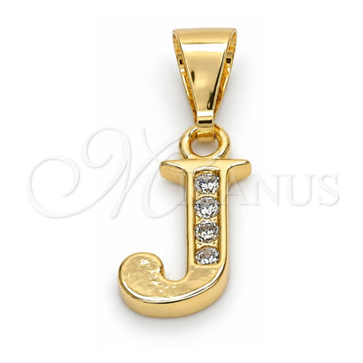 Oro Laminado Fancy Pendant, Gold Filled Style Initials Design, with White Cubic Zirconia, Polished, Golden Finish, 05.26.0022