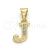 Oro Laminado Fancy Pendant, Gold Filled Style Initials Design, with White Cubic Zirconia, Polished, Golden Finish, 05.26.0022