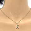 Oro Laminado Fancy Pendant, Gold Filled Style Initials Design, with White Cubic Zirconia, Polished, Golden Finish, 05.26.0023