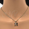 Oro Laminado Fancy Pendant, Gold Filled Style Initials Design, with White Cubic Zirconia, Polished, Golden Finish, 05.26.0025