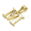 Oro Laminado Fancy Pendant, Gold Filled Style Initials Design, with White Cubic Zirconia, Polished, Golden Finish, 05.26.0025