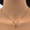Oro Laminado Fancy Pendant, Gold Filled Style Initials Design, with White Cubic Zirconia, Polished, Golden Finish, 05.26.0026