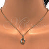Oro Laminado Fancy Pendant, Gold Filled Style Initials Design, with White Cubic Zirconia, Polished, Golden Finish, 05.26.0027