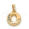 Oro Laminado Fancy Pendant, Gold Filled Style Initials Design, with White Cubic Zirconia, Polished, Golden Finish, 05.26.0027