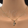 Oro Laminado Fancy Pendant, Gold Filled Style Initials Design, with White Cubic Zirconia, Polished, Golden Finish, 05.26.0028