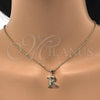 Oro Laminado Fancy Pendant, Gold Filled Style Initials Design, with White Cubic Zirconia, Polished, Golden Finish, 05.26.0030